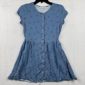 By Junkfood David‎ Bowie Lightning Bolt Blue Button Front Dress Womens Small